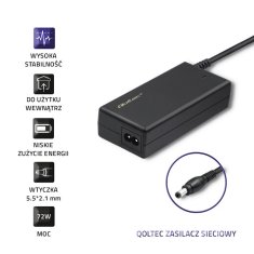 Namizni napajalnik Qoltec 72W | 12V | 6A | 5,5*2,1 | + napajalni kabel