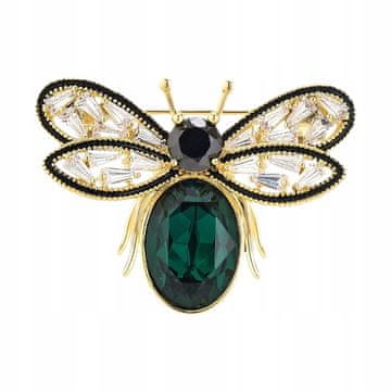 shumee Broška PINETS Fly Green Insect, pozlačena s 14-karatnim zlatom