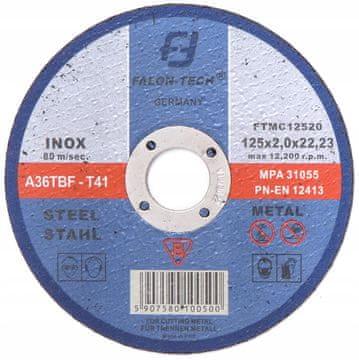 shumee INOX DISK 125X2MM ZA REZANJE KOVIN, JEKLA, LITEGA ŽELEZA, INOX ŽICE 125MM 2MM