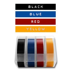 shumee Komplet 4 3D trakov Qoltec za DYMO Omega Embosser | 9 mm * 3 m | 4 barve | samolepilni