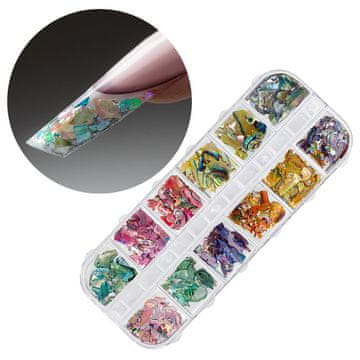 shumee Zdrobljene školjke za okrasitev nohtov v škatli št. 3