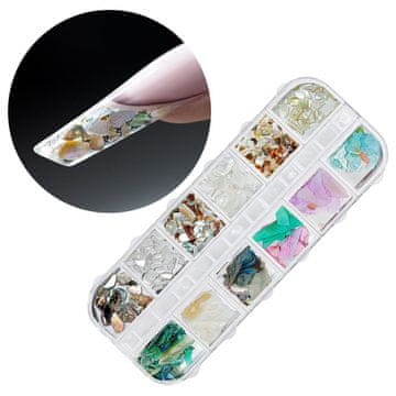 shumee Zdrobljene školjke za okrasitev nohtov v škatli št. 2