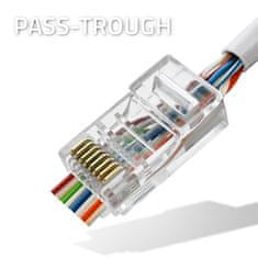 shumee Qoltec prehodni RJ45 konektor | CAT5e | UTP | prehodni | pozlačeni kontakti | 10 kosov