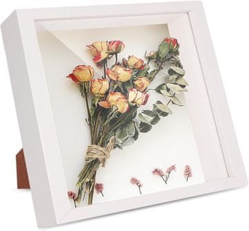 shumee 3D okvir za polnjenje z elementi lesen okvir 30x30cm bel