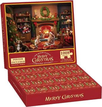 shumee Sestavljanka božični adventni koledar 1008 kosov 70x50 cm