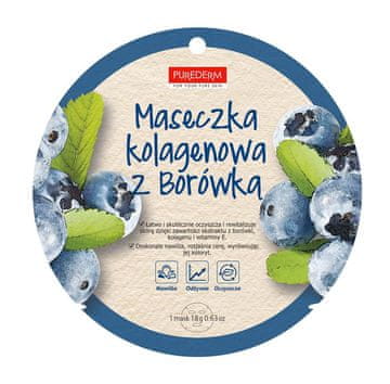 shumee PUREDERM kolagena maska z borovnicami, 18 g