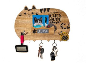 shumee Lesen stenski obešalnik za oblačila in ključe, v obliki mačke, 28x40x5,3 cm
