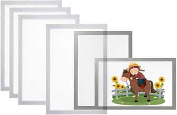 shumee Magnetni okvir za fotografije z diamantnim vezenjem, A4, srebrne barve, 10 kosov