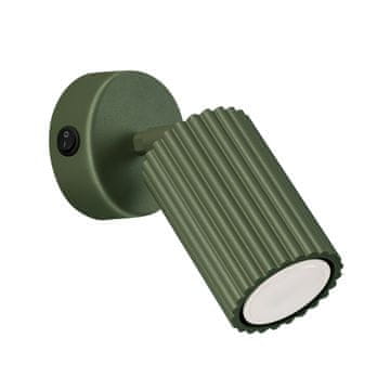 SOLLUX lighting Moderna olivno zelena stenska svetilka, premični utorni reflektor, stikalo za spalnico, za branje, 1xGU10 10W KARBON Sollux Lighting