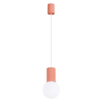 SOLLUX lighting Moderna viseča svetilka iz belega stekla z breskovim vzorcem in žlebičastim vzorcem za dnevno sobo in jedilnico nad mizo 1xG9 8W HALO Sollux Lighting