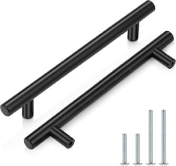 shumee Ročaj za pohištvo za omarice s predalniki, črna mat kovina, 260 mm, 10 kosov.