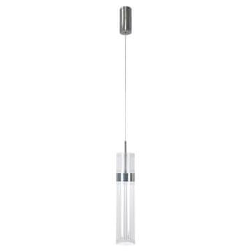 shumee Moderna dekorativna viseča svetilka, prozorna cev, kromirani elementi, LED spremenljiva barva 6W AMBIENTE Light Prestige