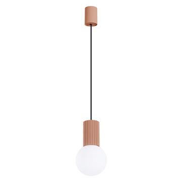 SOLLUX lighting Moderna viseča svetilka mocca, utorjeno steklo, bela krogla, za dnevno sobo, jedilnico, nad mizo, 1xG9 8W, HALO Sollux Lighting