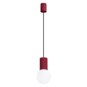 SOLLUX lighting Moderna bordo viseča svetilka iz žlebljenega stekla z belo kroglo za dnevno sobo, jedilnico, nad mizo, 1xG9 8W HALO Sollux Lighting