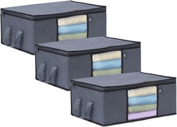 shumee Vrečke za shranjevanje oblačil z ročaji, zadrga, 91 l, 60 x 43 x 35 cm, 3 kosi.