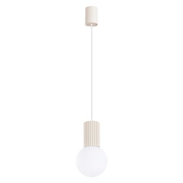 SOLLUX lighting Moderna bež steklena kroglična viseča svetilka z belo barvo za dnevno sobo in jedilnico nad mizo 1xG9 8W HALO Sollux Lighting