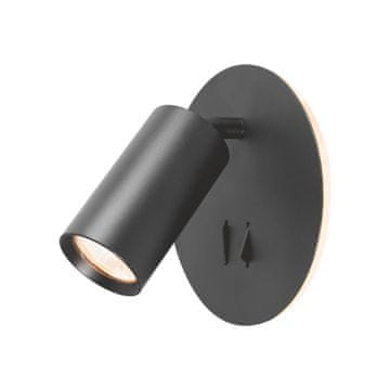 shumee Stenska svetilka za spalnico, črna, LED, poudarjena, topla, 5W, GU10, 2x stikalo Videx