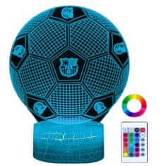 shumee Nočna namizna svetilka za otroke FC Barcelona Football HERB 16 LED 3D + daljinski upravljalnik