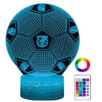 shumee Nočna namizna svetilka za otroke FC Barcelona Football HERB 16 LED 3D + daljinski upravljalnik