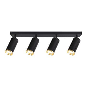 shumee Moderna stropna svetilka s črnim trakom, premičnimi reflektorji, zlatimi elementi, 4xGU10 10W MICA Milagro