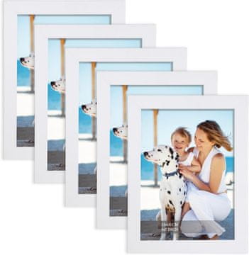 shumee Okvir za fotografije 13 x 18 cm Komplet 5 kosov Barva Bela