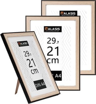 shumee Leseni fotookvir A4, komplet 3 kosov, 21 x 29,7 cm, črne barve