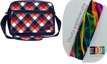 shumee ŠOLSKA TORBA ČEZ RAMENO KARIRASTA + ŠAL