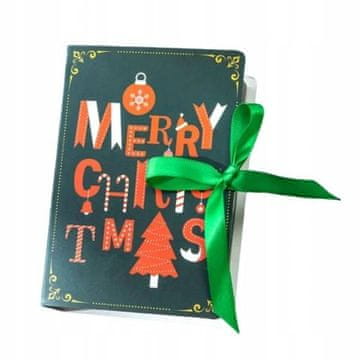 shumee ECARLA božična darilna škatla z pentljo 13x9x4,5 cm Vesel božič zelena OPO34