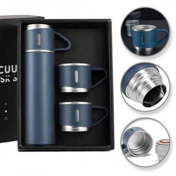 shumee Termoska ECARLA 500 ml s 3 skodelicami, pakirana kot darilo, Granat BD24GRAN