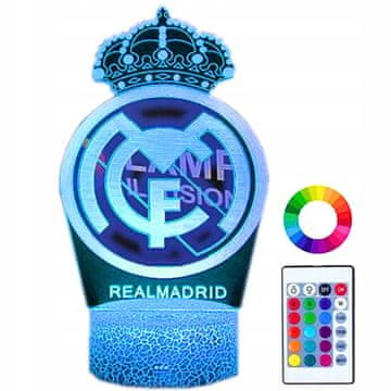 shumee Nočna lučka z logotipom grba Real Madrida za otroke 16 LED 3D + daljinski upravljalnik
