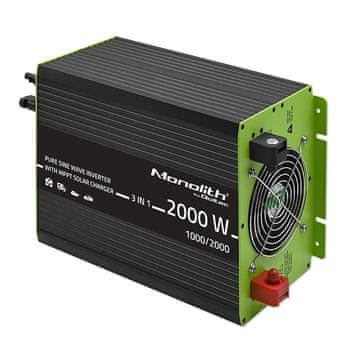 shumee Qoltec Monolith 3v1 solarni inverter z AC polnjenjem 10A | MPPT 40A | UPS | ATS | 1000W | 2000W | 12V do 230V | Čisti sinus