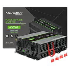 Qoltec Monolith pretvornik napetosti | 2000 W | 4000 W | 24 V do 230 V | Pure Sinus