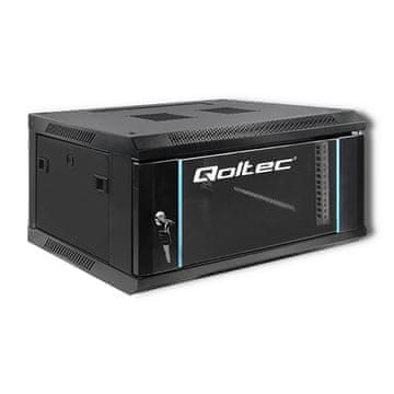 shumee Qoltec 19"" omara RACK | 4U | 600 x 280 x 450 | Kaljena vrata | Stenska montaža | Jekleno ohišje | Ključavnica | Črna