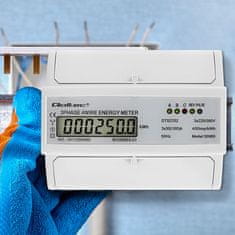 Qoltec Trifazni dvosmerni elektronski števec | Števec energije za DIN letev | 400 V | 100 A | LCD | 4P