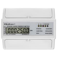 Qoltec Trifazni dvosmerni elektronski števec | Števec energije za DIN letev | 400 V | 100 A | LCD | 4P