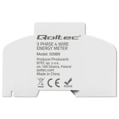 Qoltec Trifazni dvosmerni elektronski števec | Števec energije za DIN letev | 400 V | 100 A | LCD | 4P
