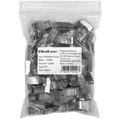 shumee Qoltec prehodni RJ45 konektor | CAT6 | FTP | Prehodni | Pozlačeni kontakti | 100 kosov