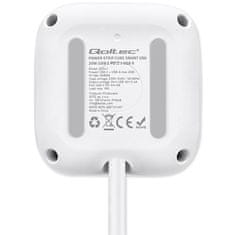 Qoltec 6-v-1 podaljševalni napajalnik v kocki z osvetljenim stikalom | 3x AC | 2x USB | 1x USB-C PD 20W | Bela | 2 m kabel
