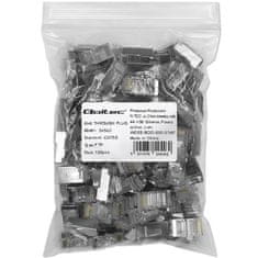 shumee Qoltec prehodni RJ45 konektor | CAT5e | FTP | prehodni | pozlačeni kontakti | 100 kosov