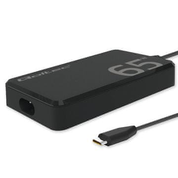 shumee Qoltec 65W GaN Super Fast SLIM stenski polnilnik | PD | 5–20 V | 3,25 A | USB-C 3.1 | Prenosnik | MacBook | Pametni telefon | + kabel
