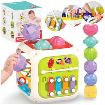 shumee RAZVRŠČEVALEC BLOKOV, ELASTONIČNI TRAKOVI, FLEKSIBILNA VEČKOCKNA KOCKA, MONTESSORI, SENZORIČNA, 7 v 1