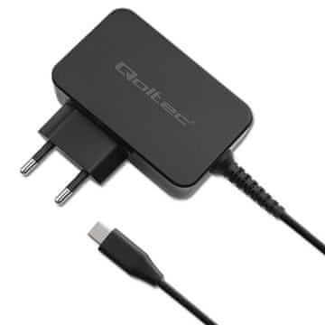 shumee Polnilnik Qoltec GaN POWER PRO | 1xUSB-C | 45 W | 5–20 V | 2,25–3 A | Prenosnik | Pametni telefon | Črna
