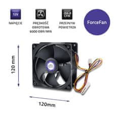 Qoltec Ventilator Qoltec ForceFan 6000 vrt/min | 120 mm | 12 V