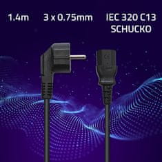 Qoltec IEC C13/SCHUKO napajalni kabel | 3x0,75 mm² | 1,4 m