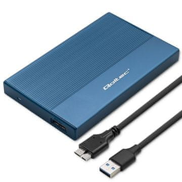 shumee Qoltec aluminijasto ohišje | SSD trdi disk 2,5" | SATA | USB 3.0 | Super hitrost 5 Gb/s | 2 TB | modro