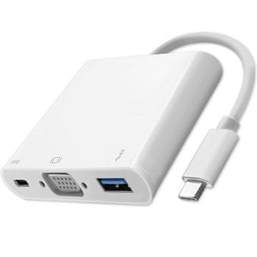 Qoltec Qoltec Hub adapter USB-C 3.1 3v1 | USB 3.0 | VGA | USB-C 3.1 PD 92W