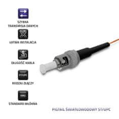 Qoltec optični kabel ST/UPC | večmodni | 50/125 | OM2 | 1 m