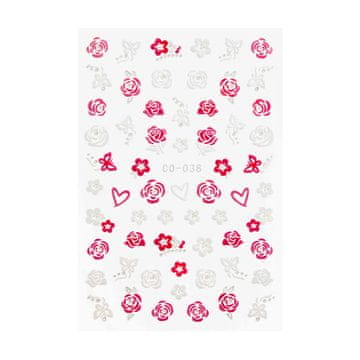 shumee 3D nalepke za nohte, samolepilne, valentinovo cvetje CO038