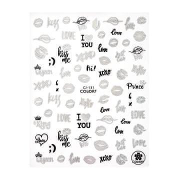 shumee Valentinove srebrno-črne samolepilne nalepke za nohte CJ131