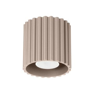 SOLLUX lighting Moderna okrogla stropna svetilka z žlebičastim vzorcem, taupe 10 cm 1xGU10 10W AURA Sollux Lighting